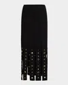 St John St. John Collection Grommet Studded Car Wash Knit Skirt In Black