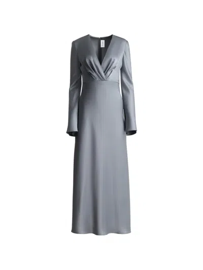 St John Faith Crossover Midi Dress In Gray