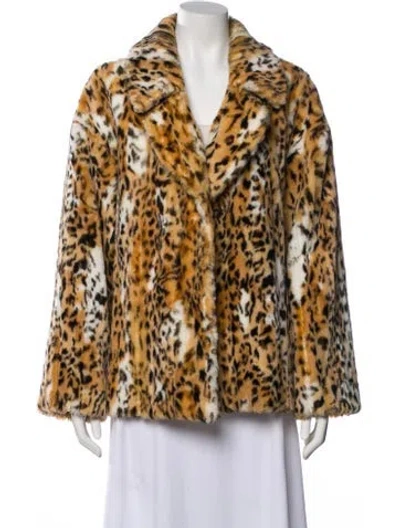 Pre-owned St John Faux Fur Animal Print Faux Fur Jacket In Neutral