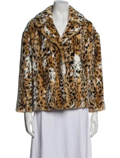 Pre-owned St John Faux Fur Animal Print Faux Fur Jacket In Neutral