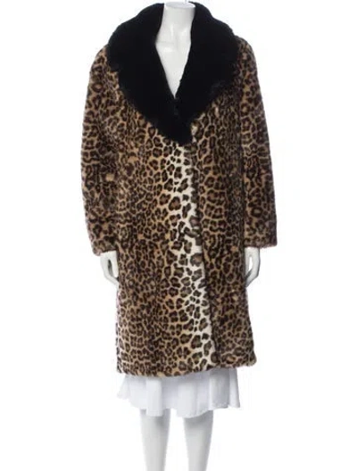 Pre-owned St John Faux Fur Animal Print Faux Fur Jacket W/ Tags In Brown
