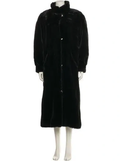 Pre-owned St John Faux Fur Coat In Black