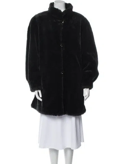 Pre-owned St John Faux Fur Coat In Black