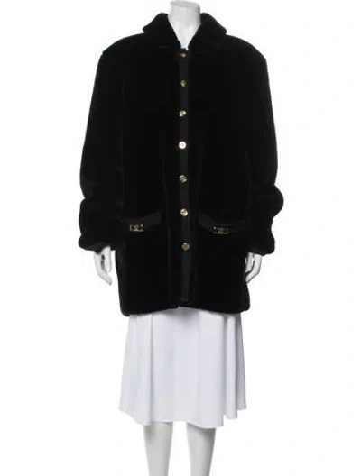 Pre-owned St John Faux Fur Coat In Black
