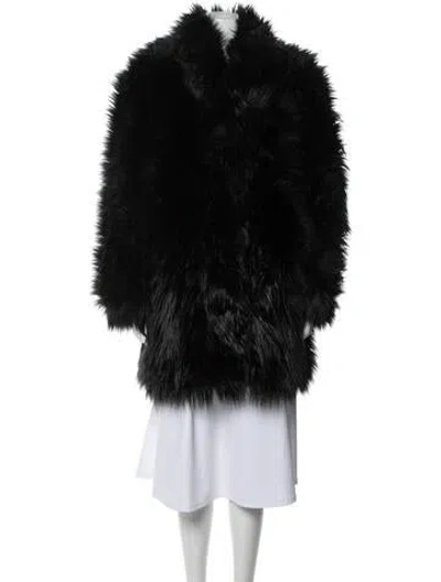 Pre-owned St John Faux Fur Coat In Black