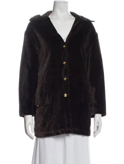 Pre-owned St John Faux Fur Coat In Brown