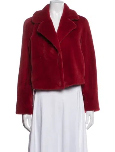 Pre-owned St John Faux Fur Coat In Red