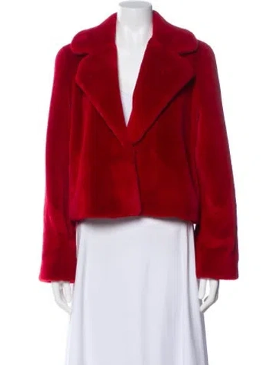 Pre-owned St John Faux Fur Evening Jacket In Red