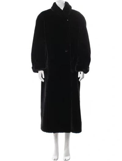 Pre-owned St John Faux Fur Faux Fur Coat In Black