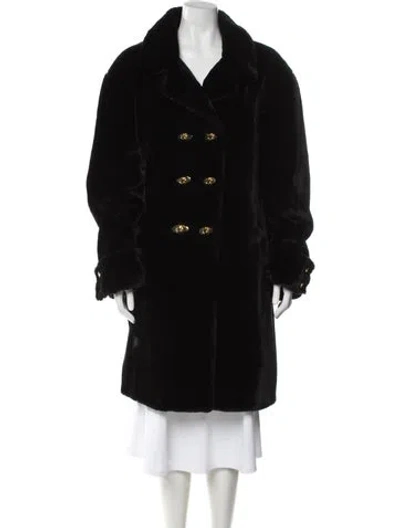 Pre-owned St John Faux Fur Faux Fur Coat In Black
