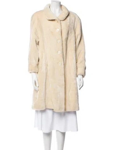 Pre-owned St John Faux Fur Faux Fur Coat In Neutral