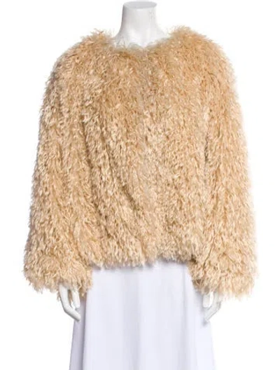 Pre-owned St John Faux Fur Faux Fur Jacket In Neutral