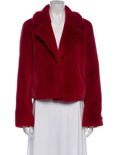 Pre-owned St John Faux Fur Faux Fur Jacket In Red