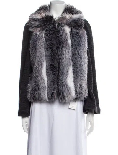 Pre-owned St John Faux Fur Jacket In Multi
