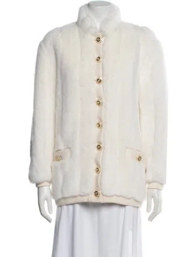 Pre-owned St John Faux Fur Jacket In Neutral
