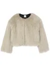 St John Faux Fur Short Jacket In Mast