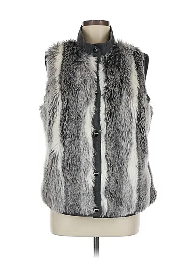 Pre-owned St John Faux Fur Vest In Gray