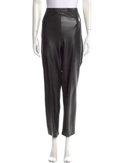 Pre-owned St John Faux Leather Skinny Leg Pants In Black