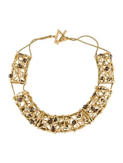 Pre-owned St John Faux Pearl & Crystal Collar Necklace, 16" In Multi