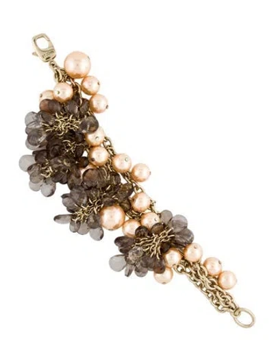 Pre-owned St John Faux Pearl & Resin Multistrand Bracelet, 6.25"