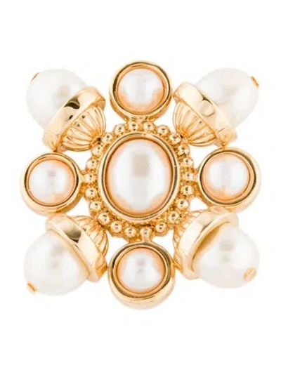 Pre-owned St John Faux Pearl Brooch Pin In Multi