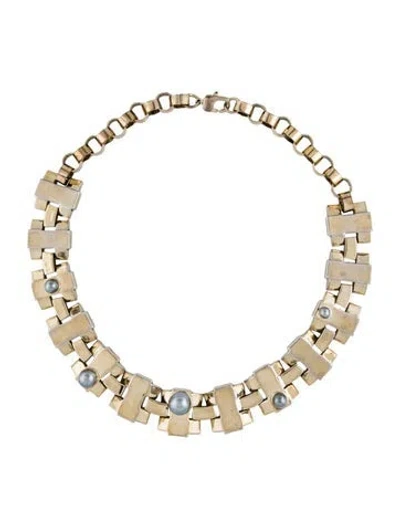 Pre-owned St John Faux Pearl Collar Necklace, 20.25" In Gray