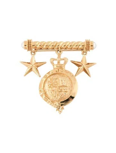 Pre-owned St John St. John Faux Pearl Nautical Dangle Pin Brooch In White