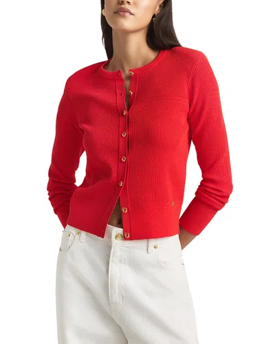 St John St. John Collection Crewneck Cardigan In Geranium