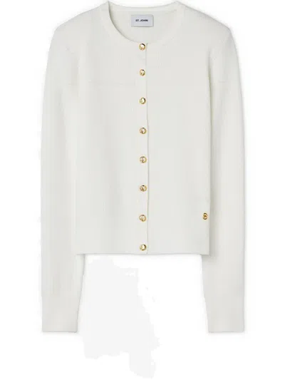 St John Fine-ribbed Cardigan In White