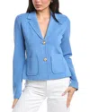 St John St. John Fitted Knit Jacket In Blue