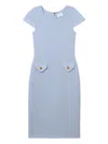 St John Mixed Flatback Rib Knit Dress In Blue