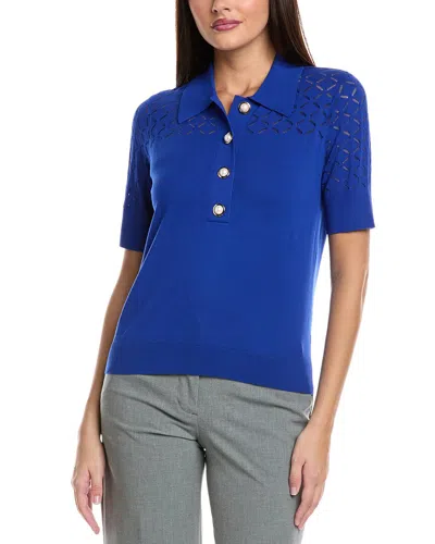 St John St. John Float Knit Polo Shirt In Blue