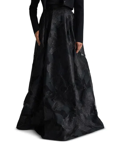 St John Floral Burnout Organza Skirt In Black