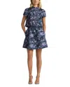 St John Metallic Floral Goafre Skirt In Midnight Lurex Multi