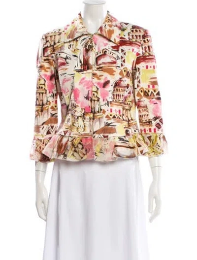 Pre-owned St John Floral Print Blazer In Multi