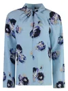 St John Floral-print Blouse In Blue