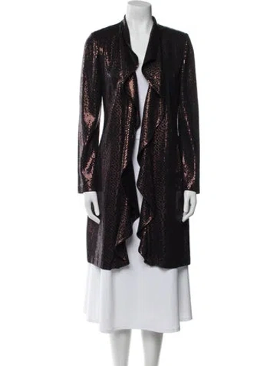 Pre-owned St John Floral Print Coat In Black