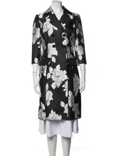 Pre-owned St John Floral Print Coat In Black