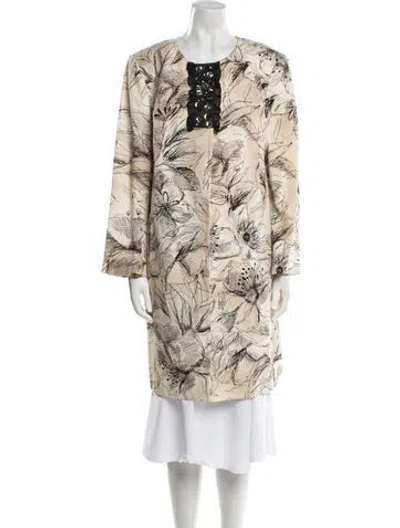 Pre-owned St John Floral Print Coat In Neutral