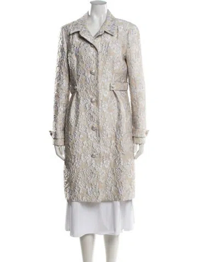 Pre-owned St John Floral Print Coat In Neutrals