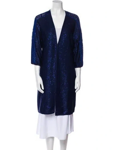 Pre-owned St John Floral Print Coat W/ Tags In Blue