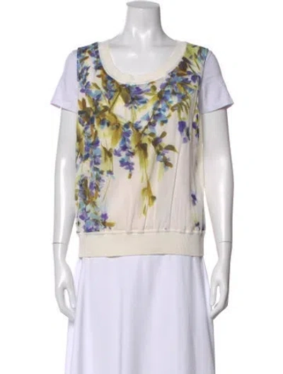 Pre-owned St John Floral Print Crew Neck Sweater In Neutral