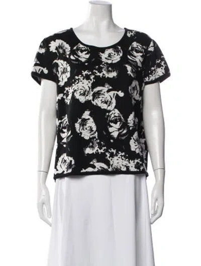 Pre-owned St John Floral Print Crew Neck T-shirt In Gray