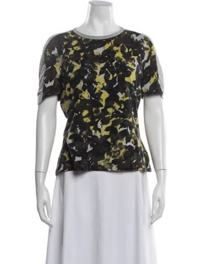 Pre-owned St John Floral Print Crew Neck T-shirt In Green