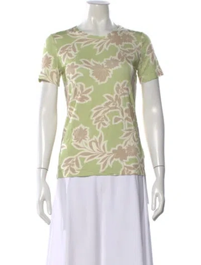 Pre-owned St John Floral Print Crew Neck T-shirt In Multi
