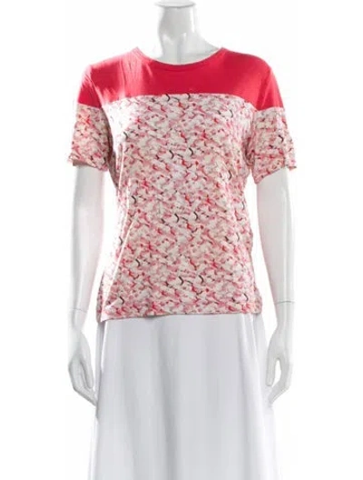 Pre-owned St John Floral Print Crew Neck T-shirt In Pink