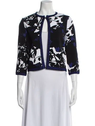 Pre-owned St John Floral Print Evening Jacket In Black