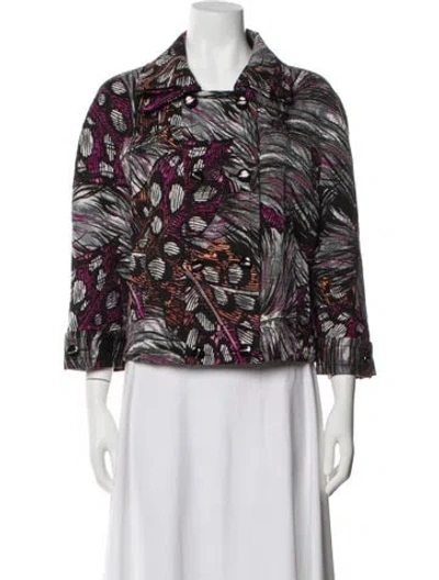 Pre-owned St John Floral Print Evening Jacket In Black