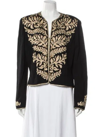 Pre-owned St John Floral Print Evening Jacket In Black