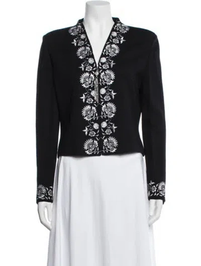 Pre-owned St John Floral Print Evening Jacket In Black